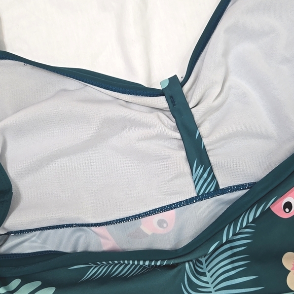 SEA GROVE Green Tropical Flamingo Print 2-Piece Swim Set Bottoms New, size XXL - Picture 4 of 8